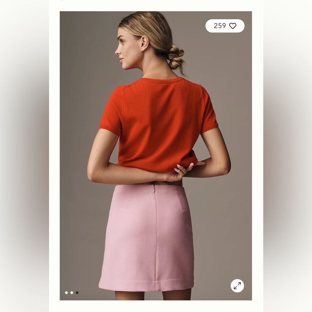 BNWT Maeve Anthropologie Light Pink Linen Style Tailored Mini Skirt - Picture 2 of 5